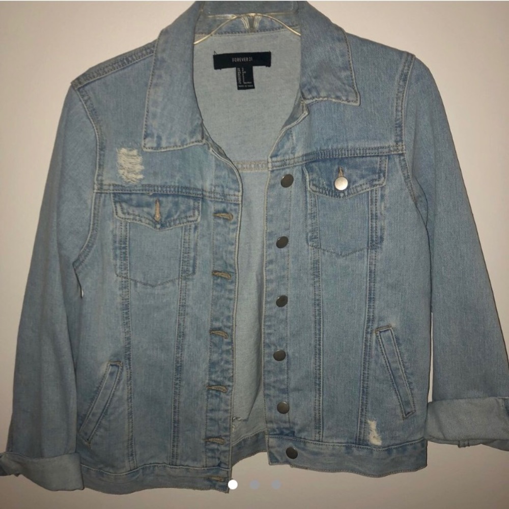 Distressed jean jacket